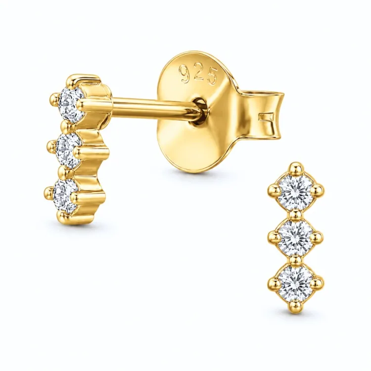 oorbellen in verguld sterlingzilver met lab grown diamant