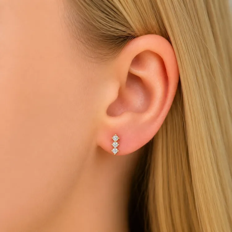 oorbellen in verguld sterlingzilver met lab grown diamant