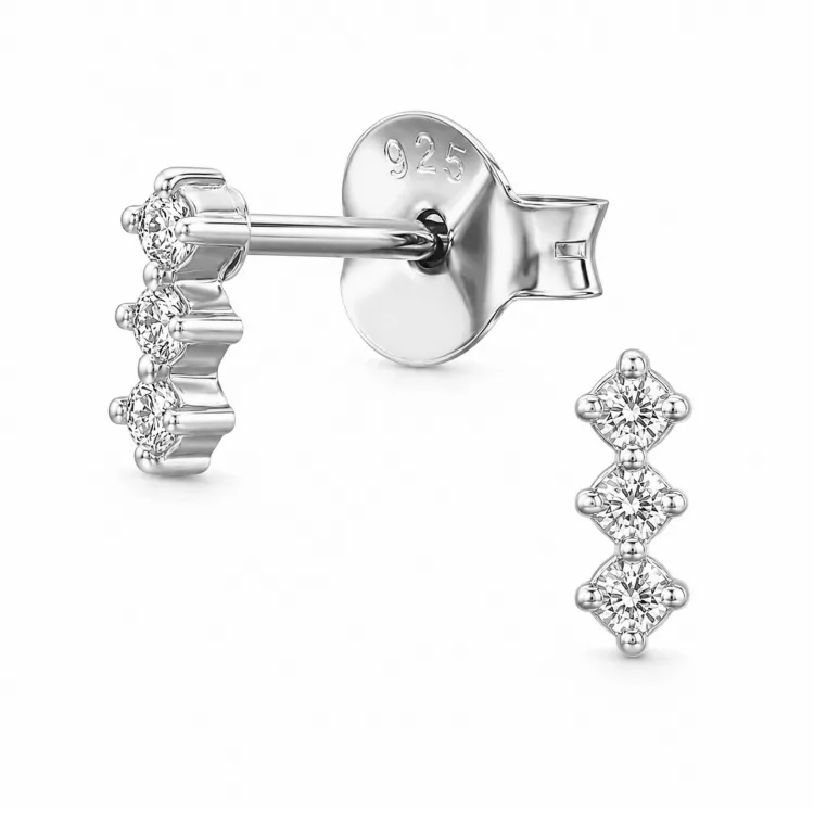 oorbellen in gerodineerd zilver met lab grown diamant 