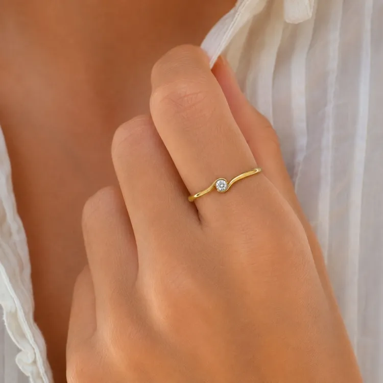 lab grown diamant solitaire ring in verguld sterlingzilver