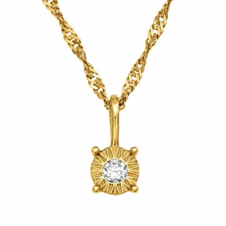 45 cm ketting met hanger in verguld zilver 0,035 ct