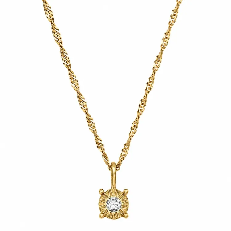 45 cm ketting met hanger in verguld zilver 0,035 ct