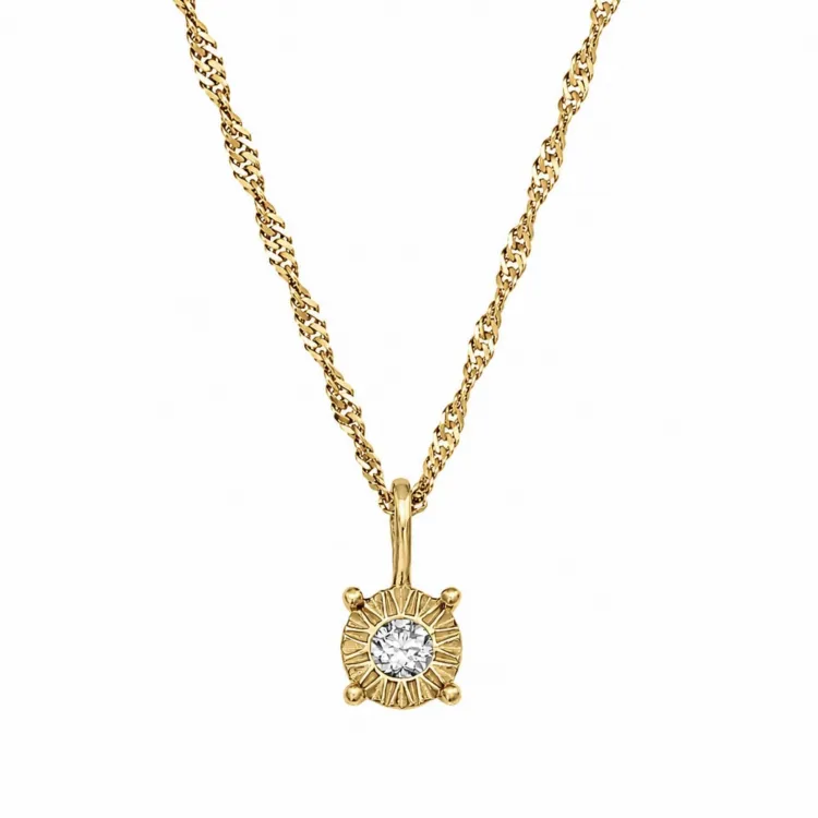 45 cm ketting met lab grown diamant hanger in verguld zilver 0,039 ct
