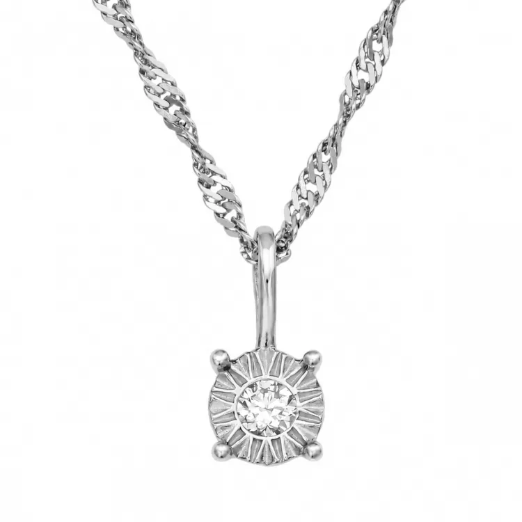 45 cm ketting met lab grown diamant hanger in zilver 0,039 ct