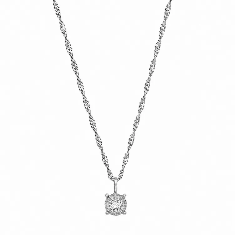 45 cm ketting met hanger in zilver 0,035 ct