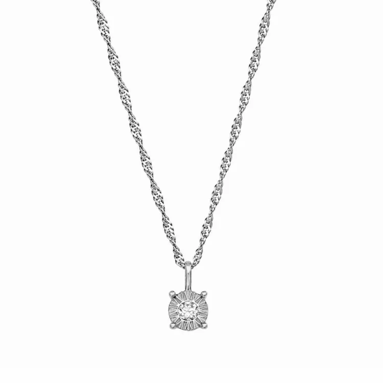 45 cm ketting met lab grown diamant hanger in zilver 0,039 ct