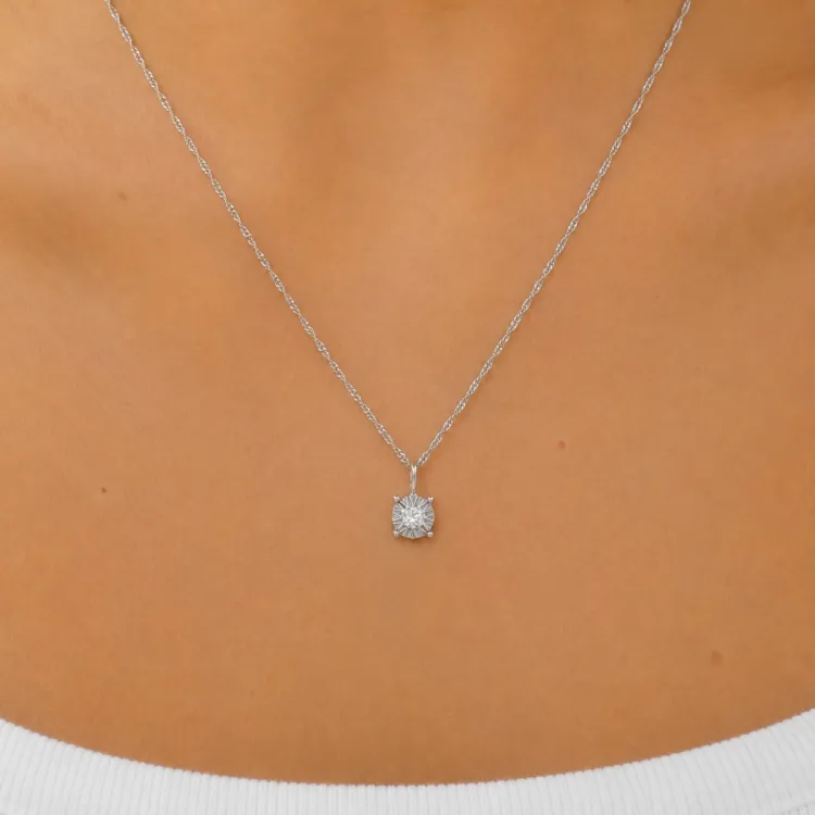 45 cm ketting met hanger in zilver 0,035 ct
