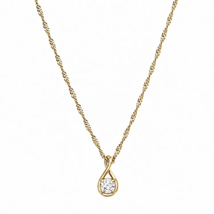 45 cm ketting met hanger in verguld zilver 0,062 ct
