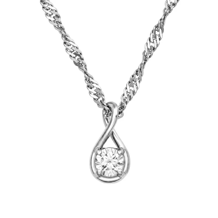 45 cm ketting met hanger in zilver 0,062 ct