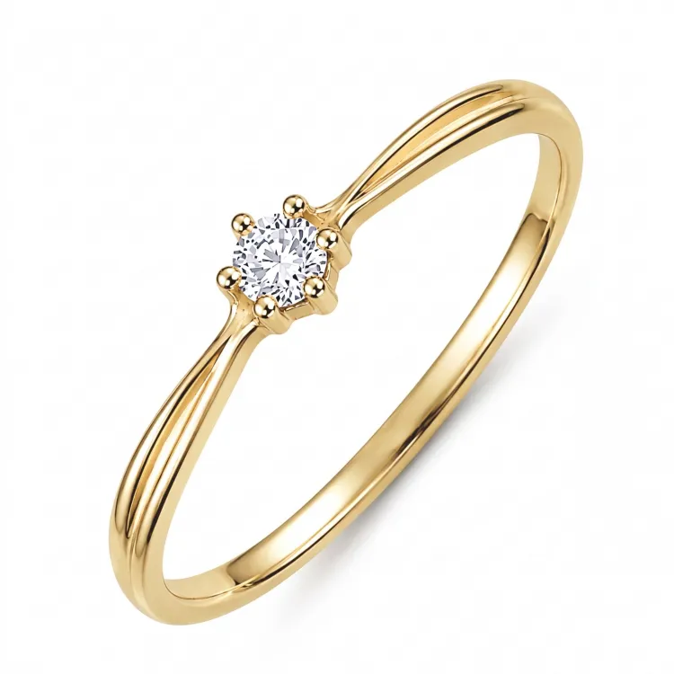 lab grown diamant solitaire ring in verguld sterlingzilver