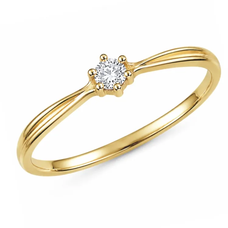 lab grown diamant solitaire ring in verguld sterlingzilver