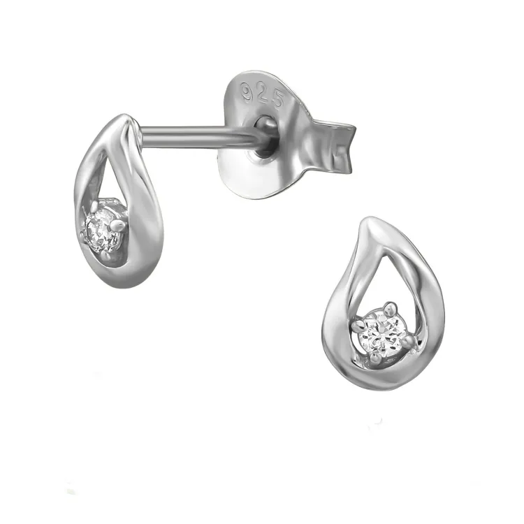 druppel oorbellen in gerodineerd zilver met lab grown diamant 