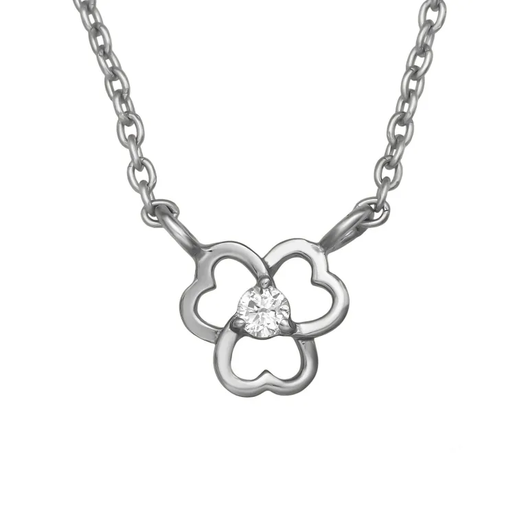 45 cm ketting met lab grown diamant hanger in zilver 0,035 ct