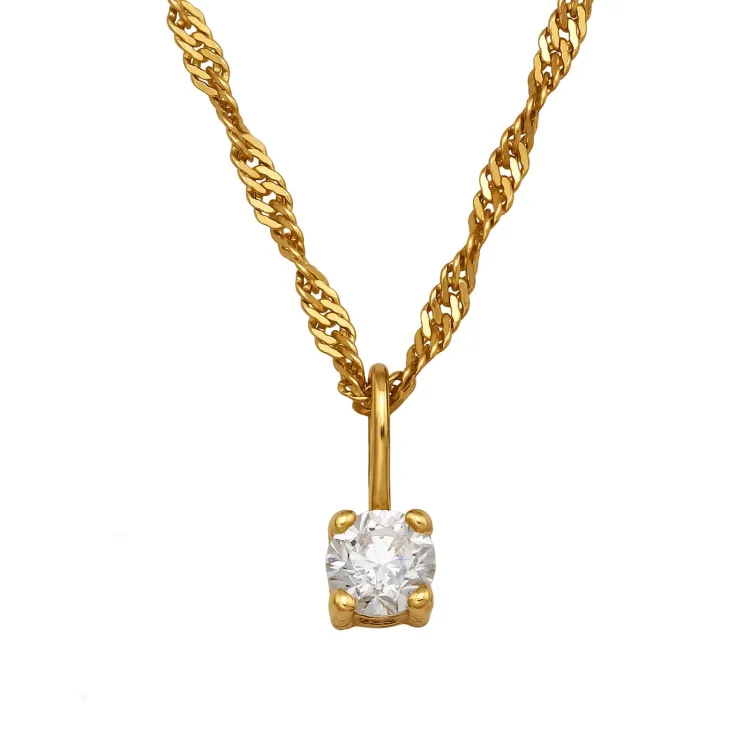 45 cm ketting met hanger in verguld zilver 0,11 ct