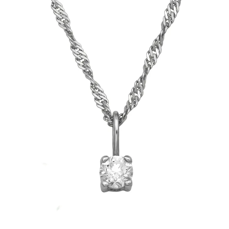 45 cm ketting met hanger in zilver 0,11 ct