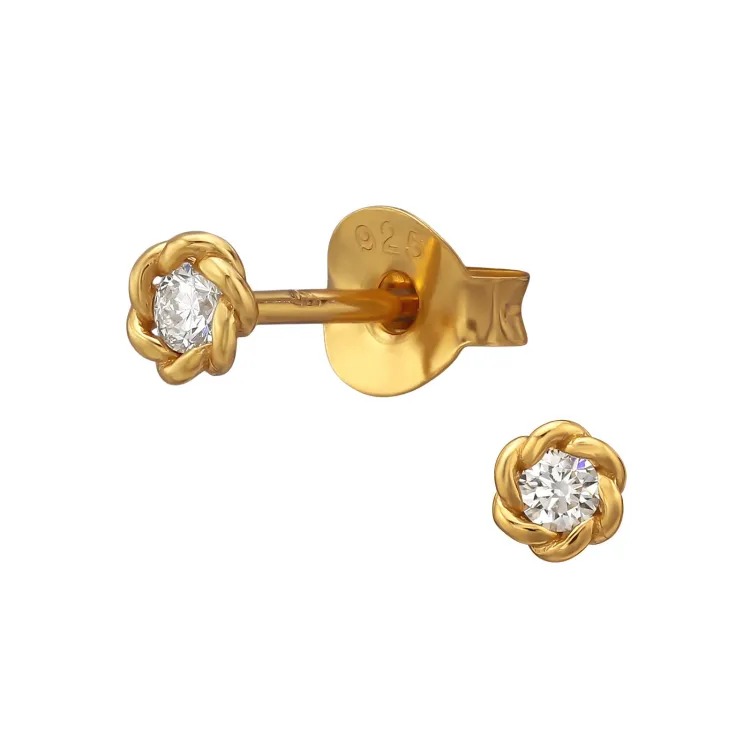 rond oorbellen in verguld sterlingzilver met lab grown diamant 