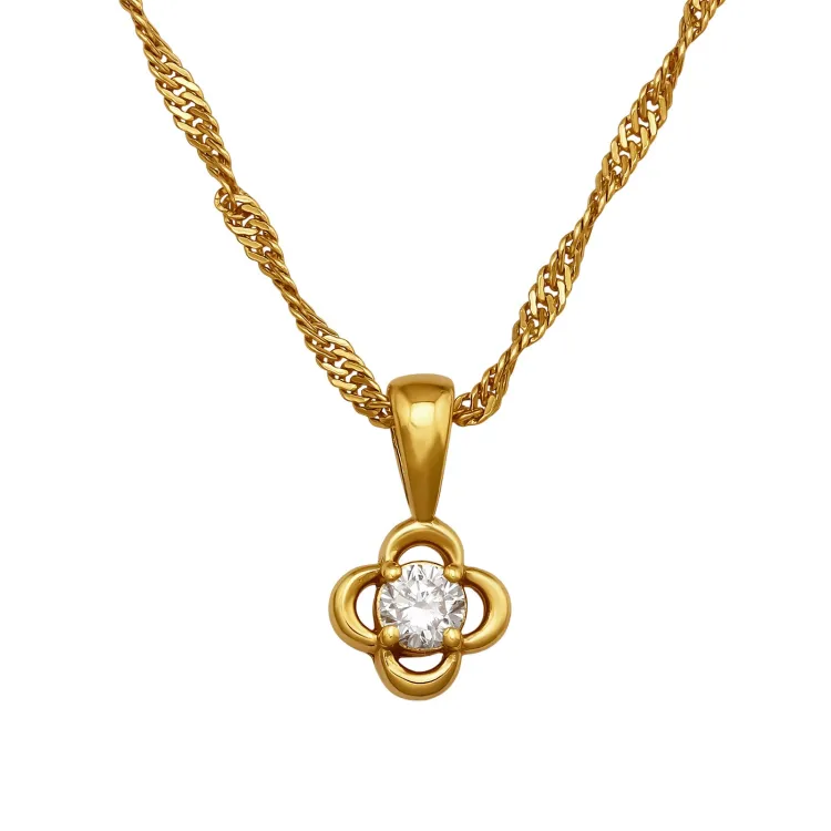 45 cm ketting met hanger in verguld zilver 0,062 ct