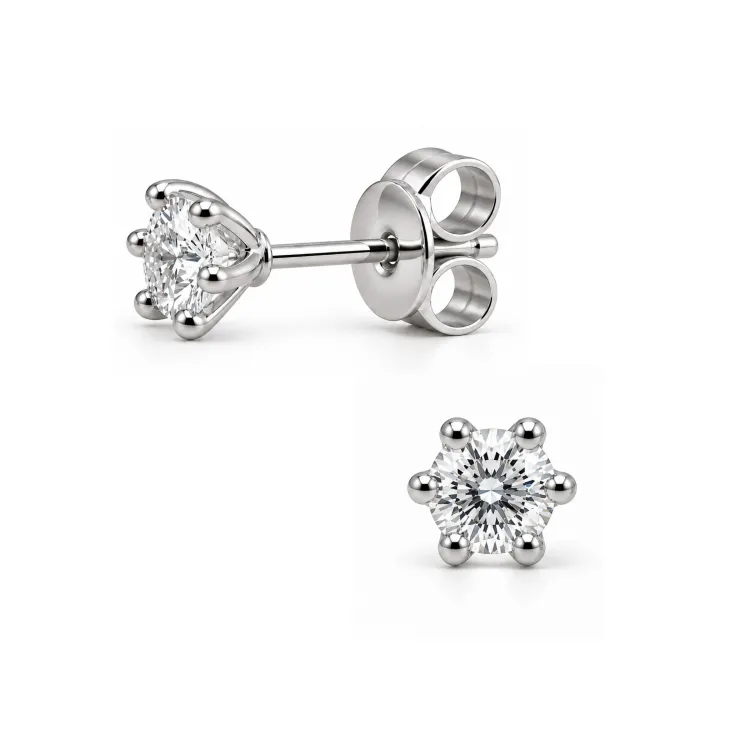 solitaire oorbel in gerodineerd zilver met lab grown diamant 