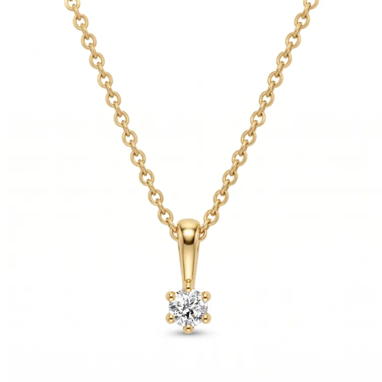 ketting met lab grown diamant hanger in verguld zilver 0,11 ct