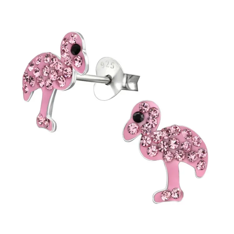flamingo oorbellen in zilver - Little Ones