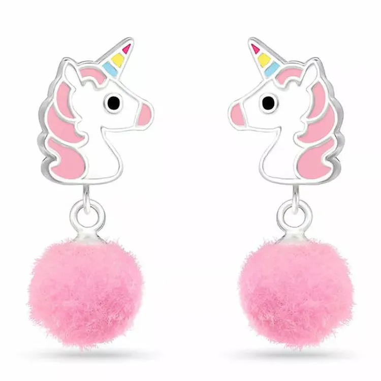 lange eenhoorn oorbellen in zilver - Little Ones