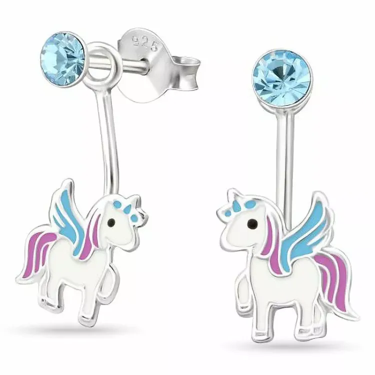 lange eenhoorn oorbellen in zilver - Little Ones