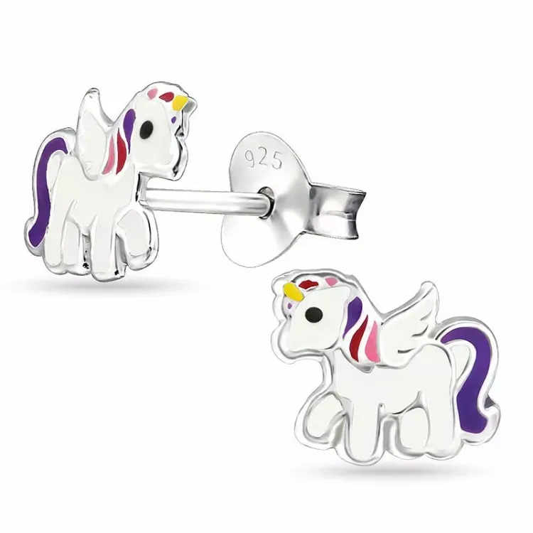 eenhoorn oorbellen in zilver - Little Ones