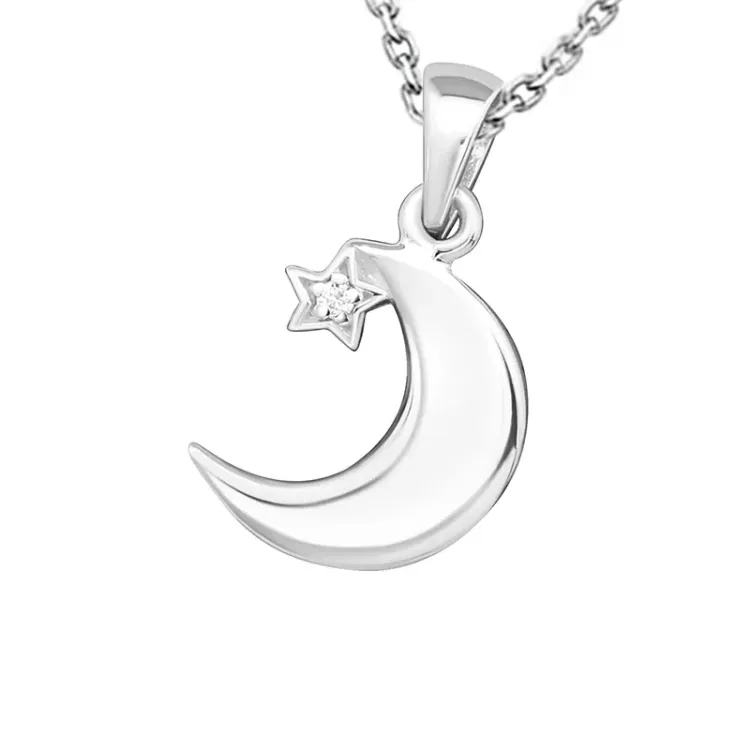 maan en ster ketting in zilver met hanger in zilver - Little Ones