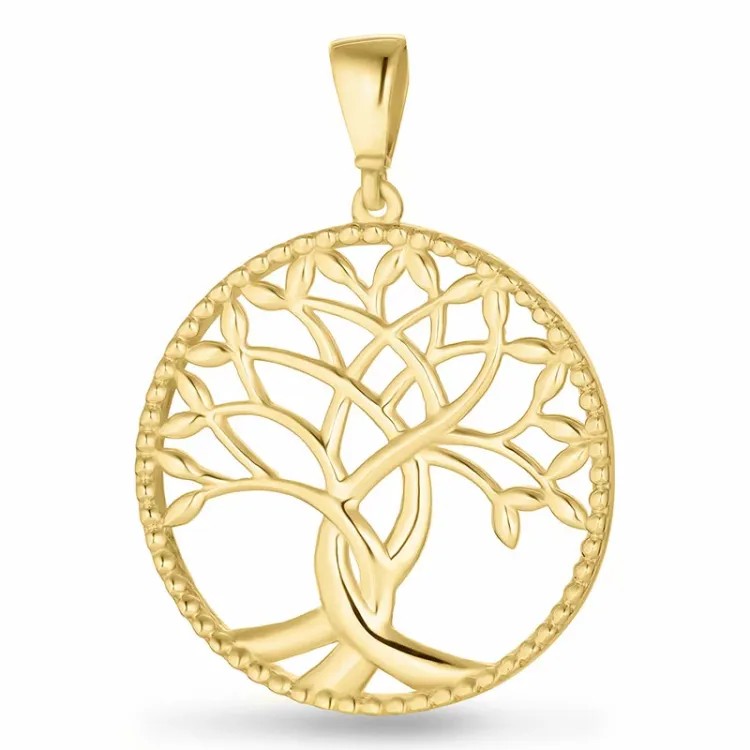 20 mm boom van het leven hanger in 9 karaat goud - Gold Collection