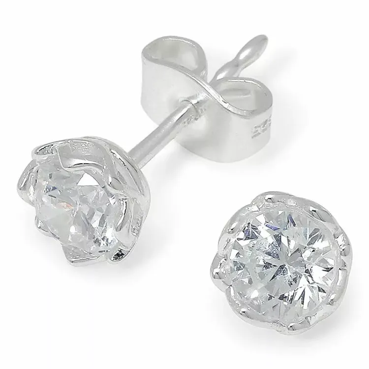 5 mm rond zirkoon oorbellen in zilver