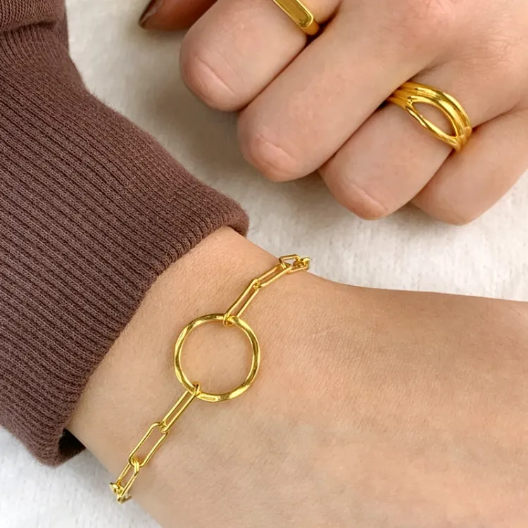 armband in verguld sterlingzilver met hanger in verguld sterlingzilver