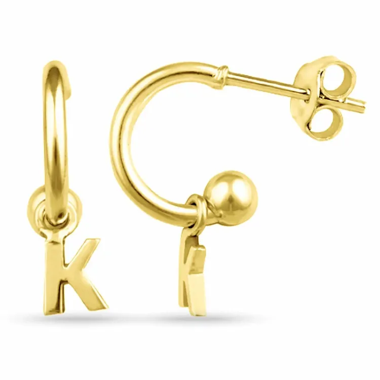 letter k halfcreool in verguld zilver - My Letter
