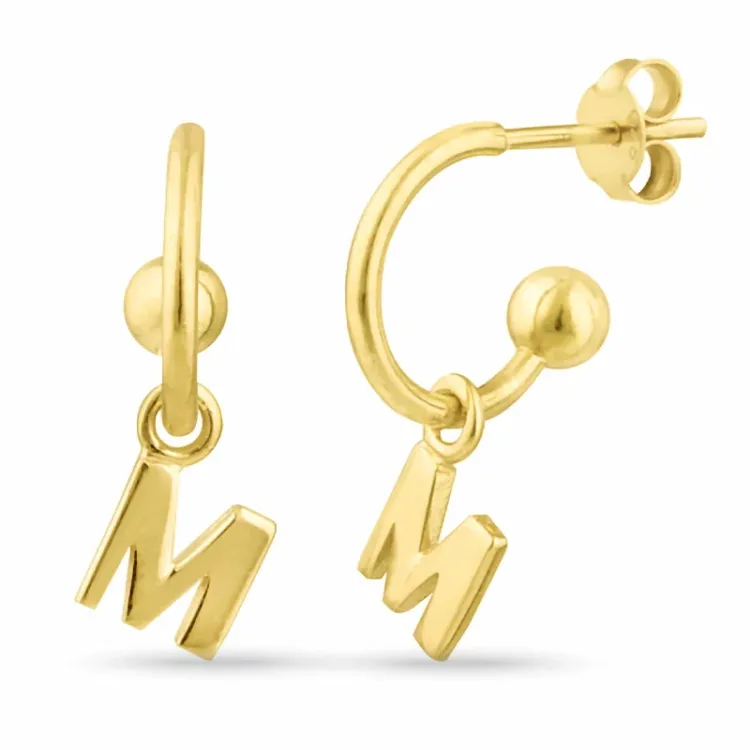 letter m halfcreool in verguld zilver - My Letter