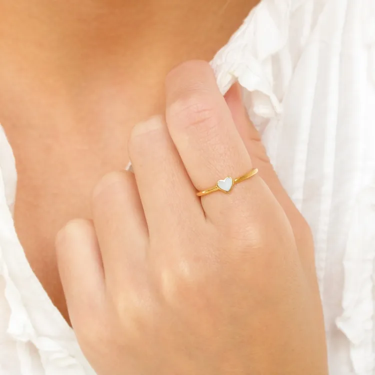 hart maansteen ring in verguld sterlingzilver