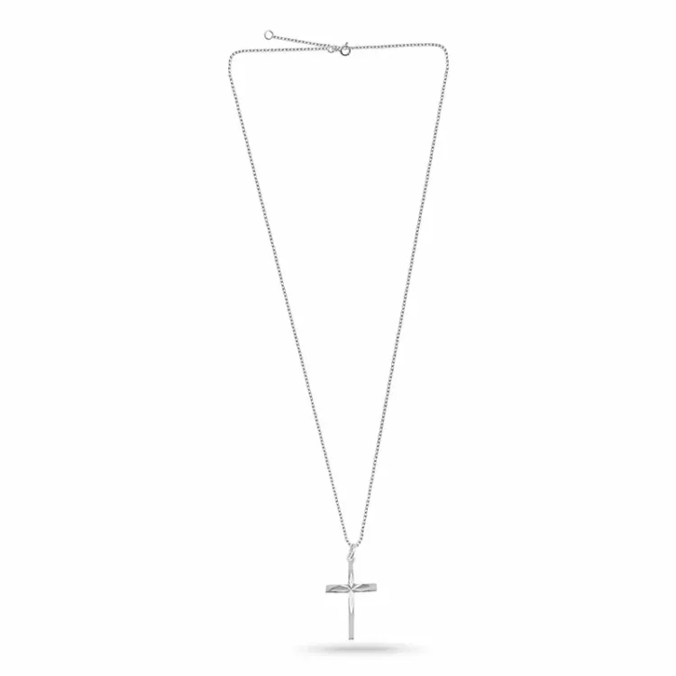 kruis ketting in zilver met hanger in zilver