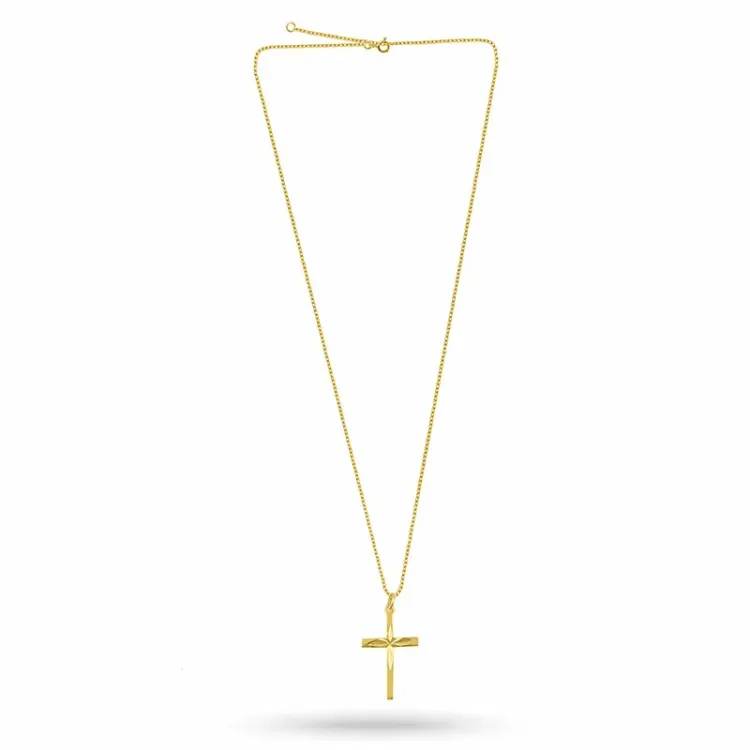 kruis ketting in verguld sterlingzilver met hanger in verguld sterlingzilver