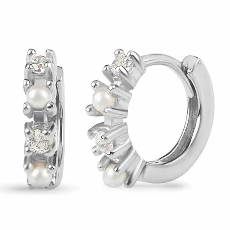 13,5 mm zirkoon creool in zilver