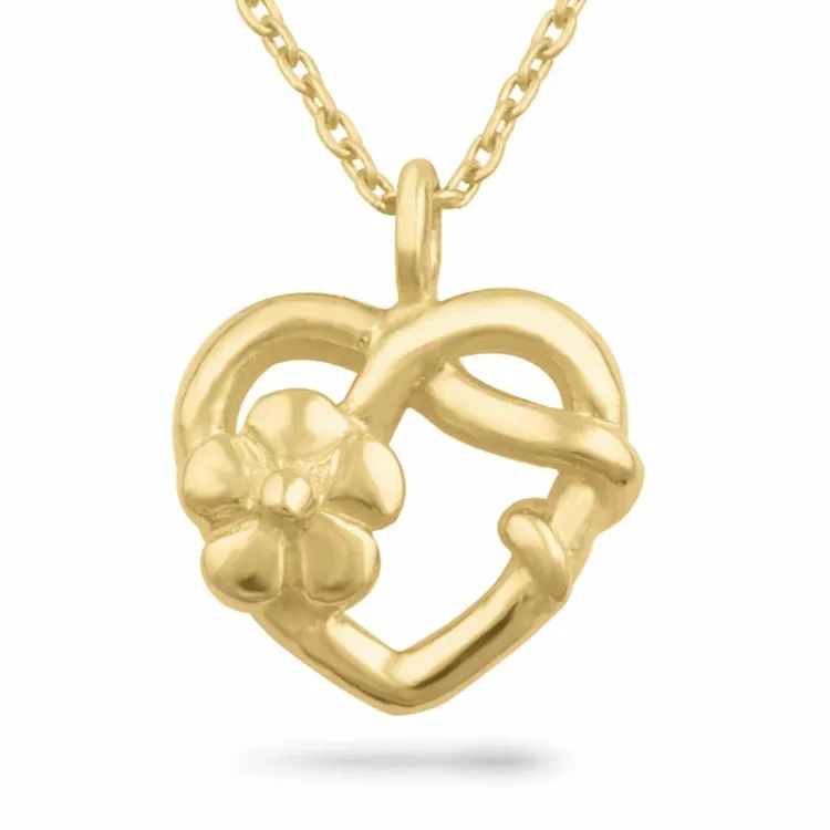 hart bloem ketting in verguld sterlingzilver met hanger in verguld sterlingzilver