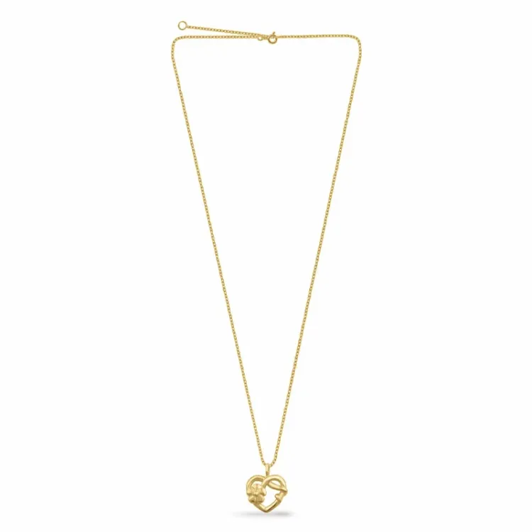 hart bloem ketting in verguld sterlingzilver met hanger in verguld sterlingzilver