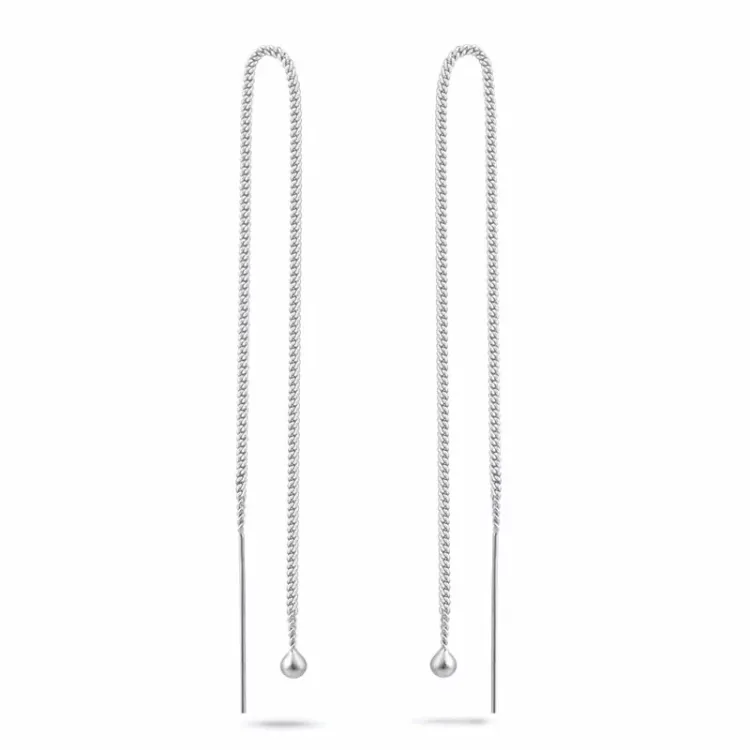lange ketting oorbellen in zilver