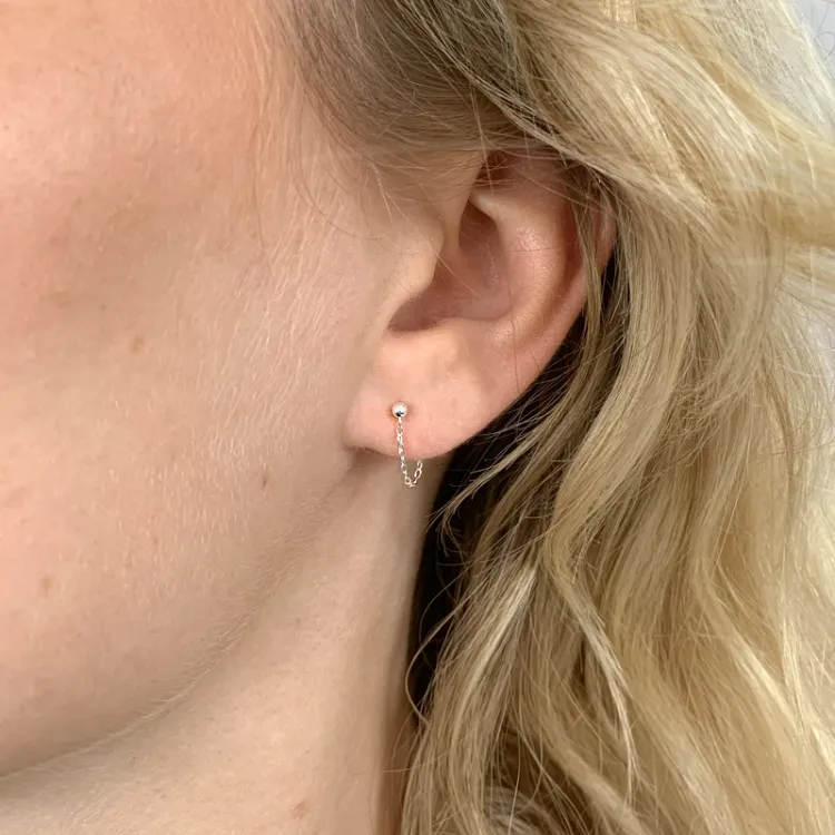 lange ketting oorbellen in zilver