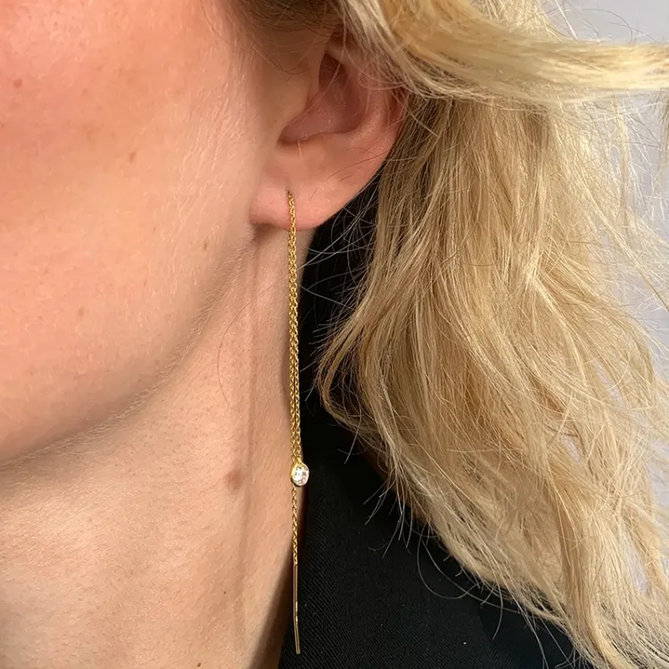 lange zirkoon ketting oorbellen in verguld zilver