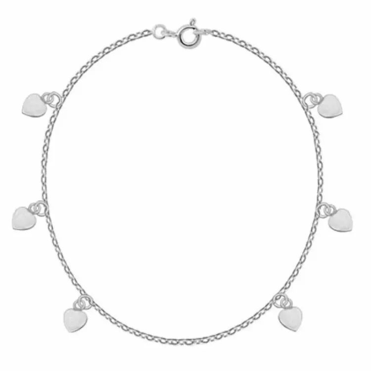 Enkelbandje in zilver met hartjes hanger in zilver