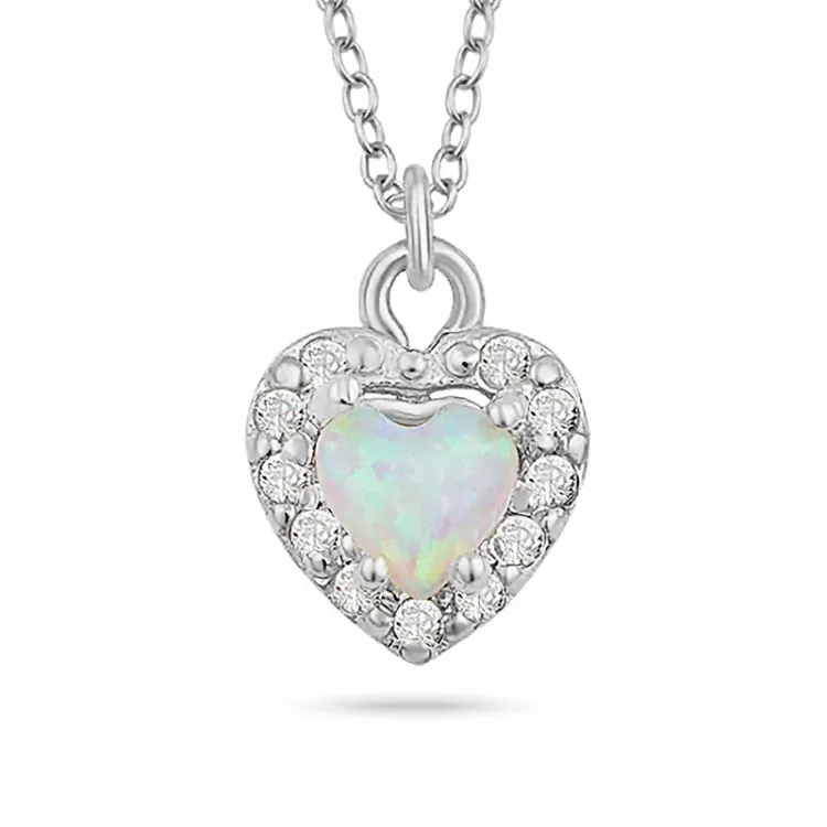 hart synthetische opaal ketting in zilver