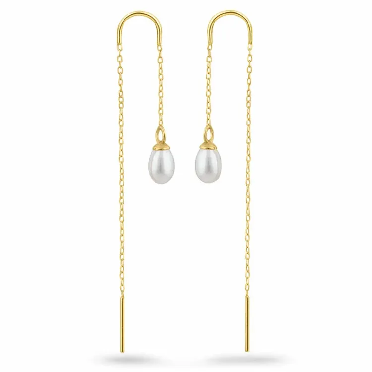 parel ketting oorbellen in verguld sterlingzilver