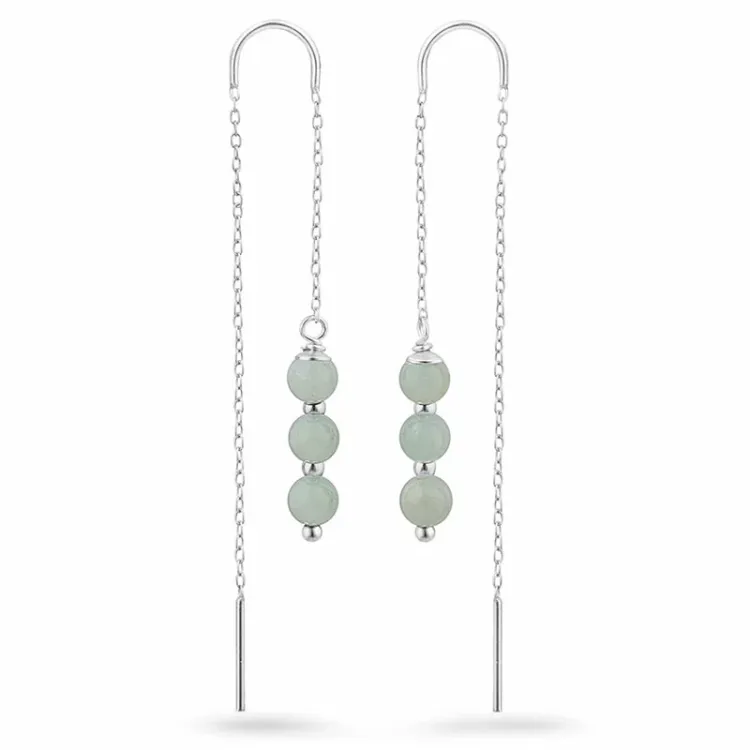 amazoniet ketting oorbellen in zilver - Loom Stones