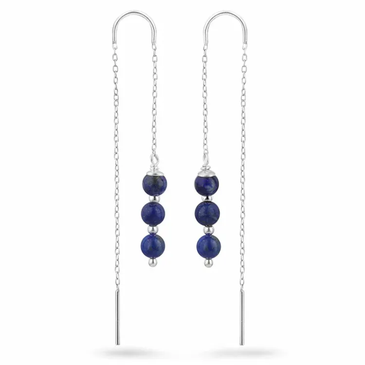 lazuursteen ketting oorbellen in zilver - Loom Stones
