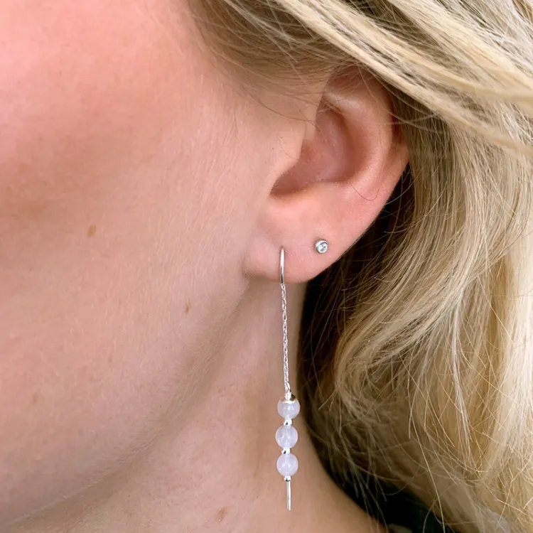 maansteen ketting oorbellen in zilver - Loom Stones
