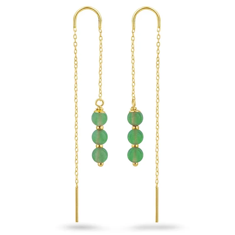 jadesteen ketting oorbellen in verguld zilver - Loom Stones
