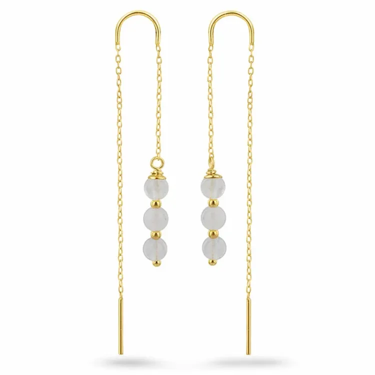 maansteen ketting oorbellen in verguld zilver - Loom Stones